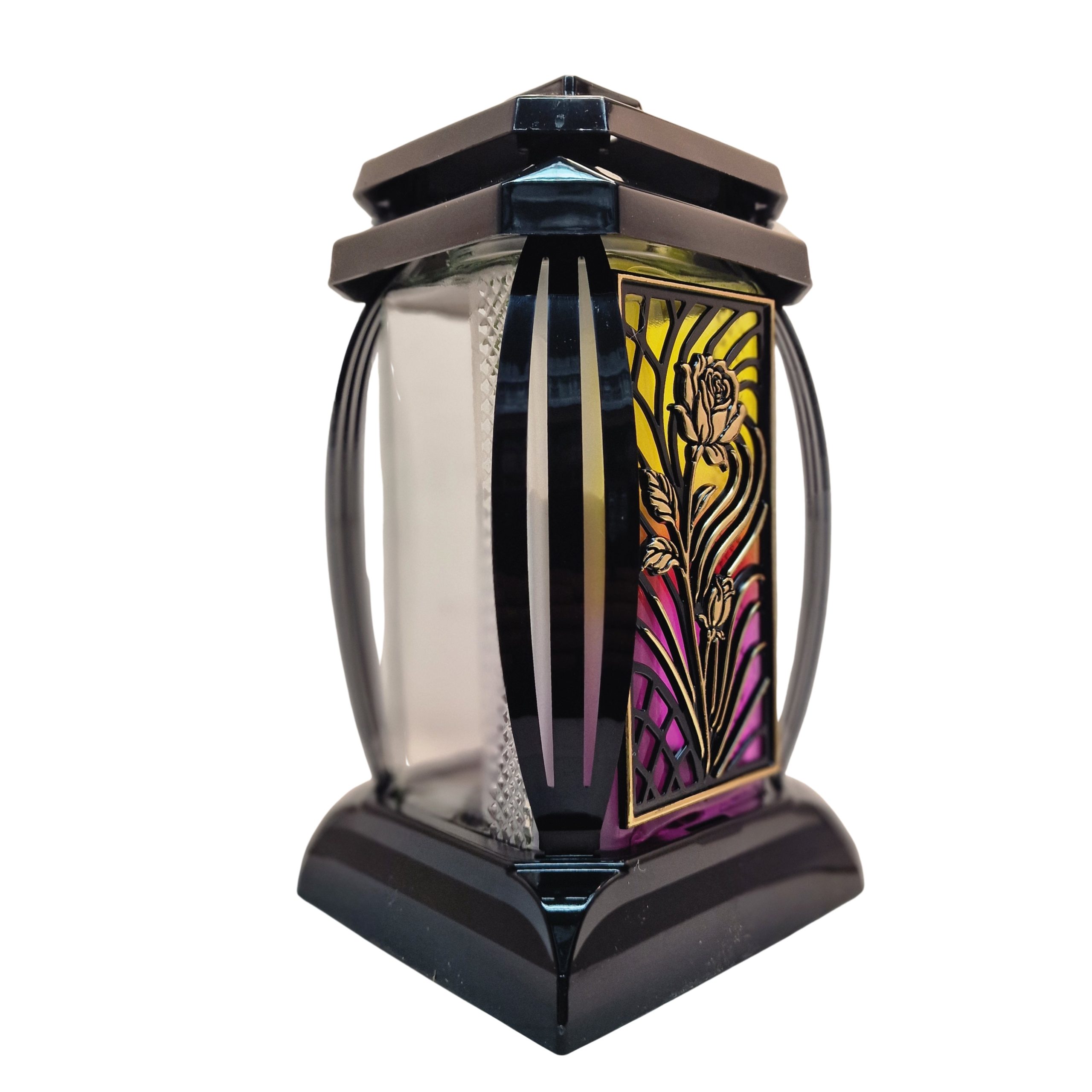 Znicz lampion kapliczka PRIMA1 | 24 cm | witraż fiolet | zdobienie | ELEGANCKI - obrazek 3
