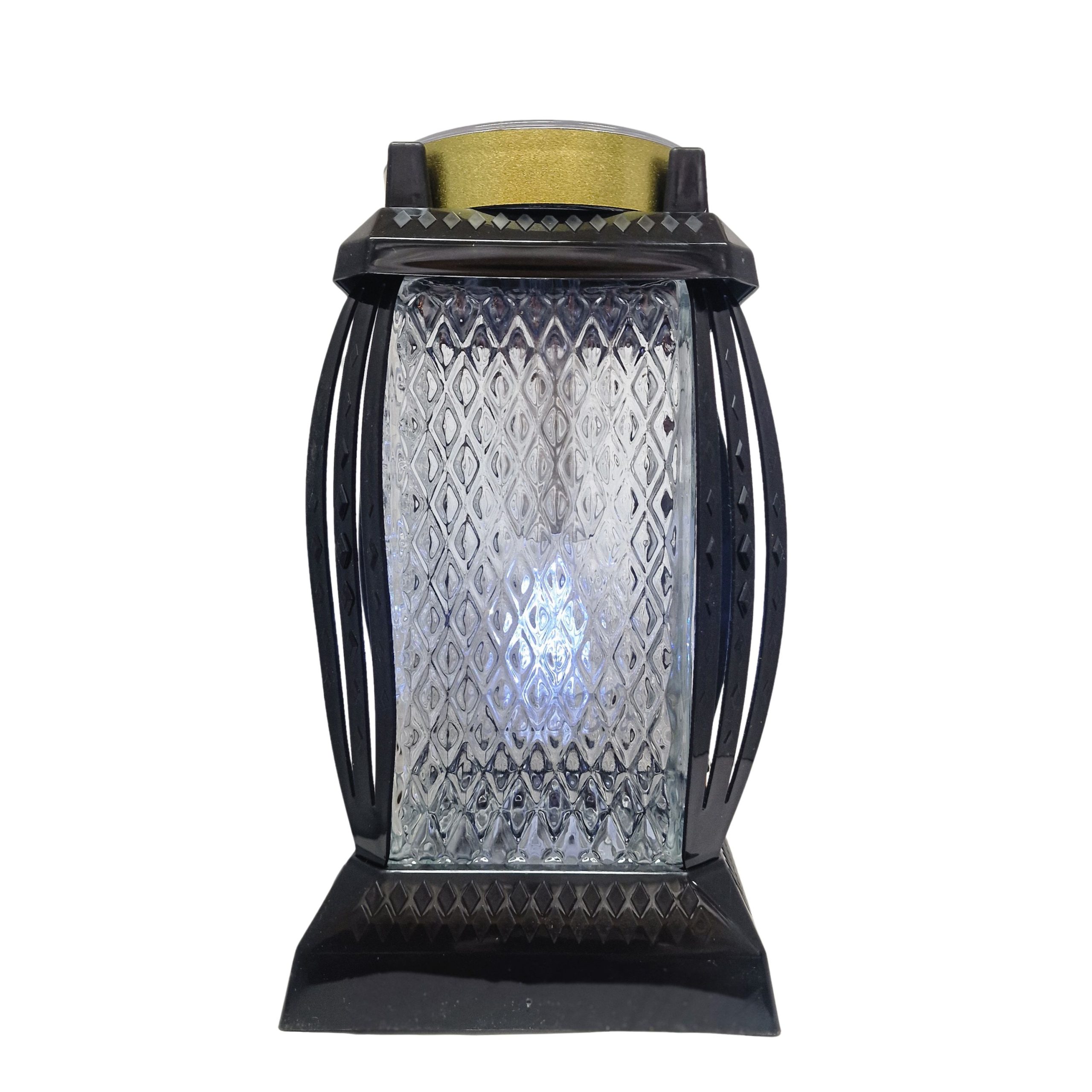 Znicz solarny kapliczka | LED | róża | czarny | białe światło | elegancki - obrazek 4
