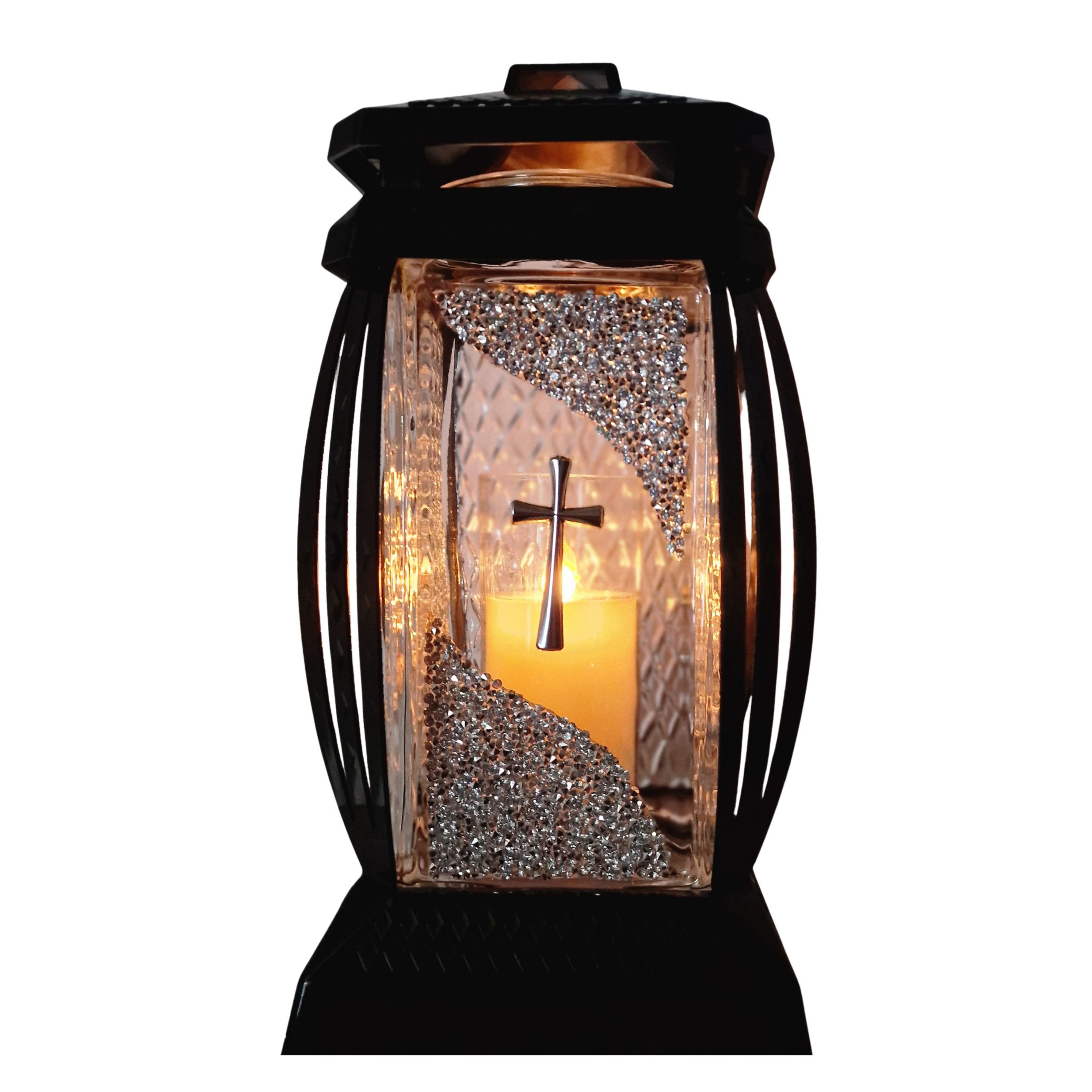 Znicz lampion kapliczka PRIMA VERA | Elegancki | srebrny krzyż | aplikacja - obrazek 4