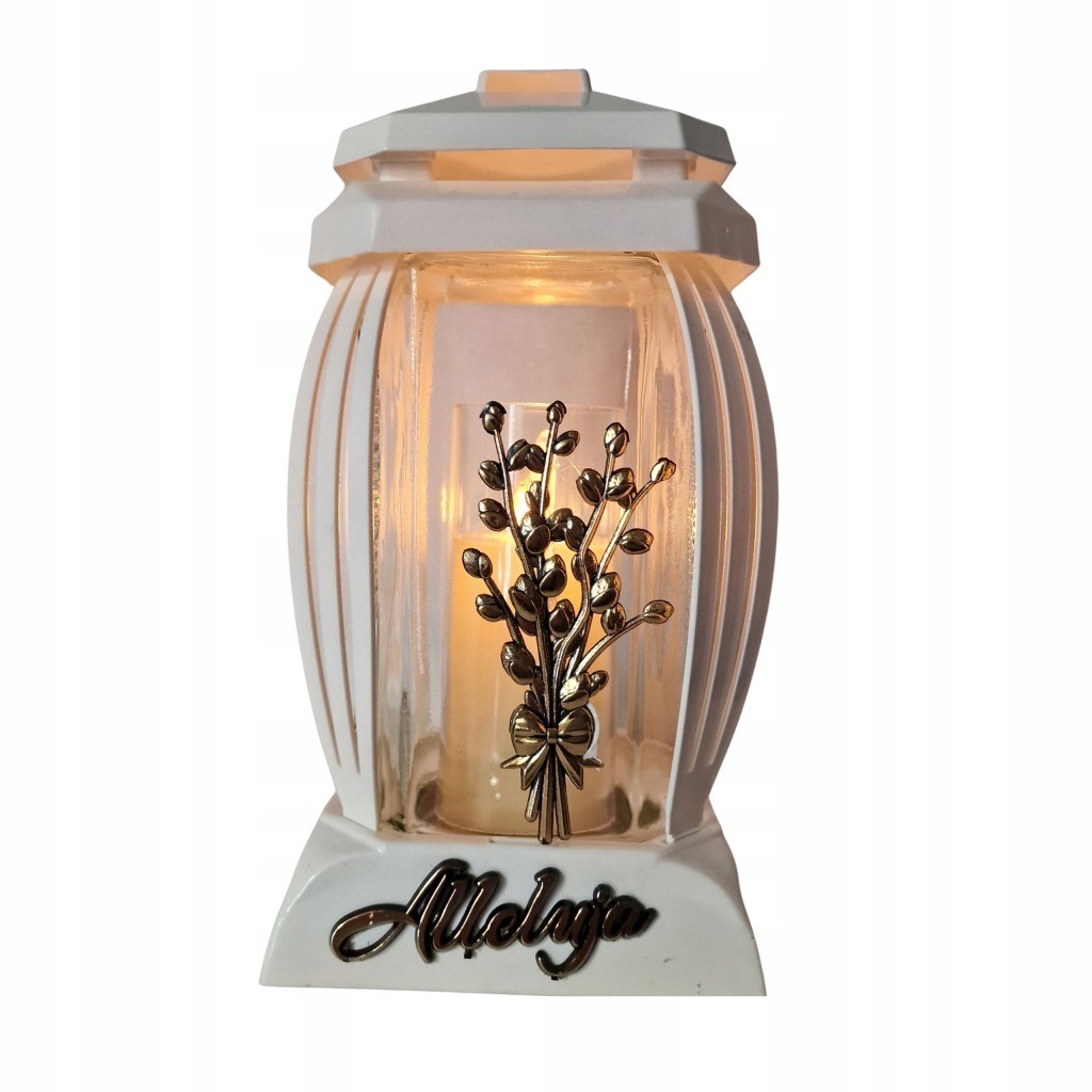Znicz Biały 24 cm ALLELUJA | Złoty Bukiet | Lampion Wielkanocny - obrazek 4