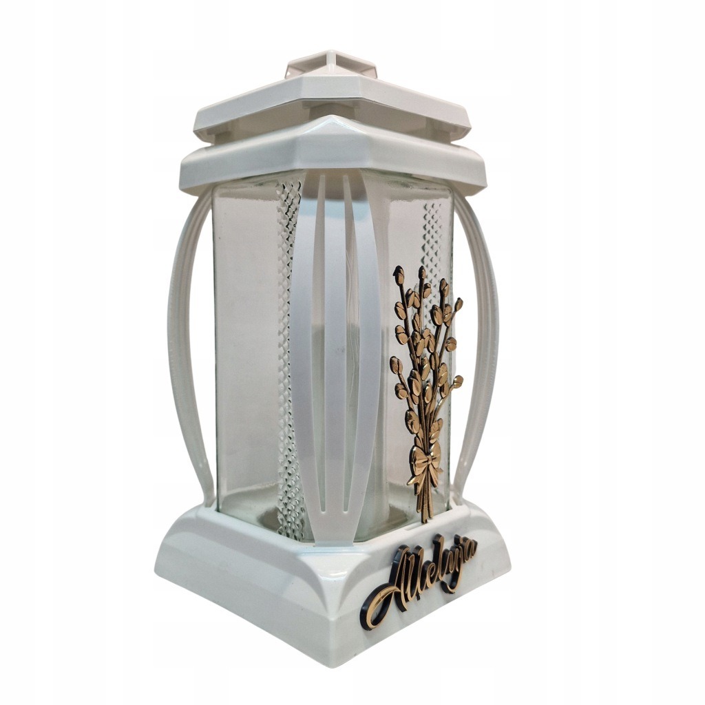 Znicz Biały 24 cm ALLELUJA | Złoty Bukiet | Lampion Wielkanocny - obrazek 2