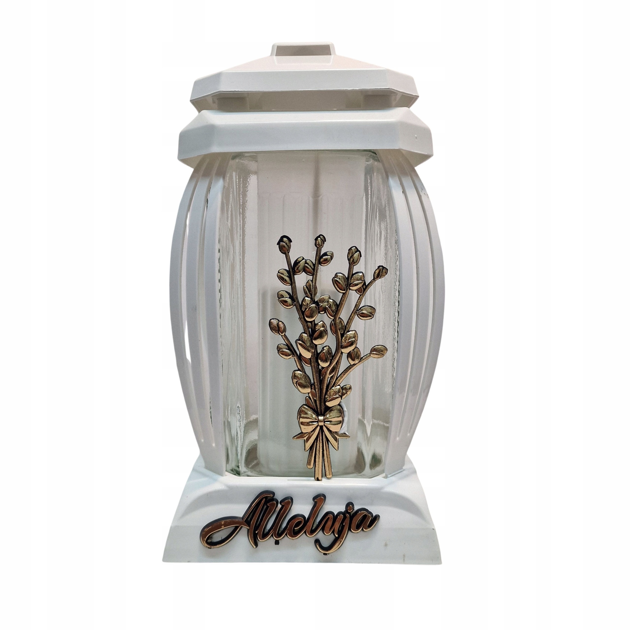 Znicz Biały 24 cm ALLELUJA | Złoty Bukiet | Lampion Wielkanocny