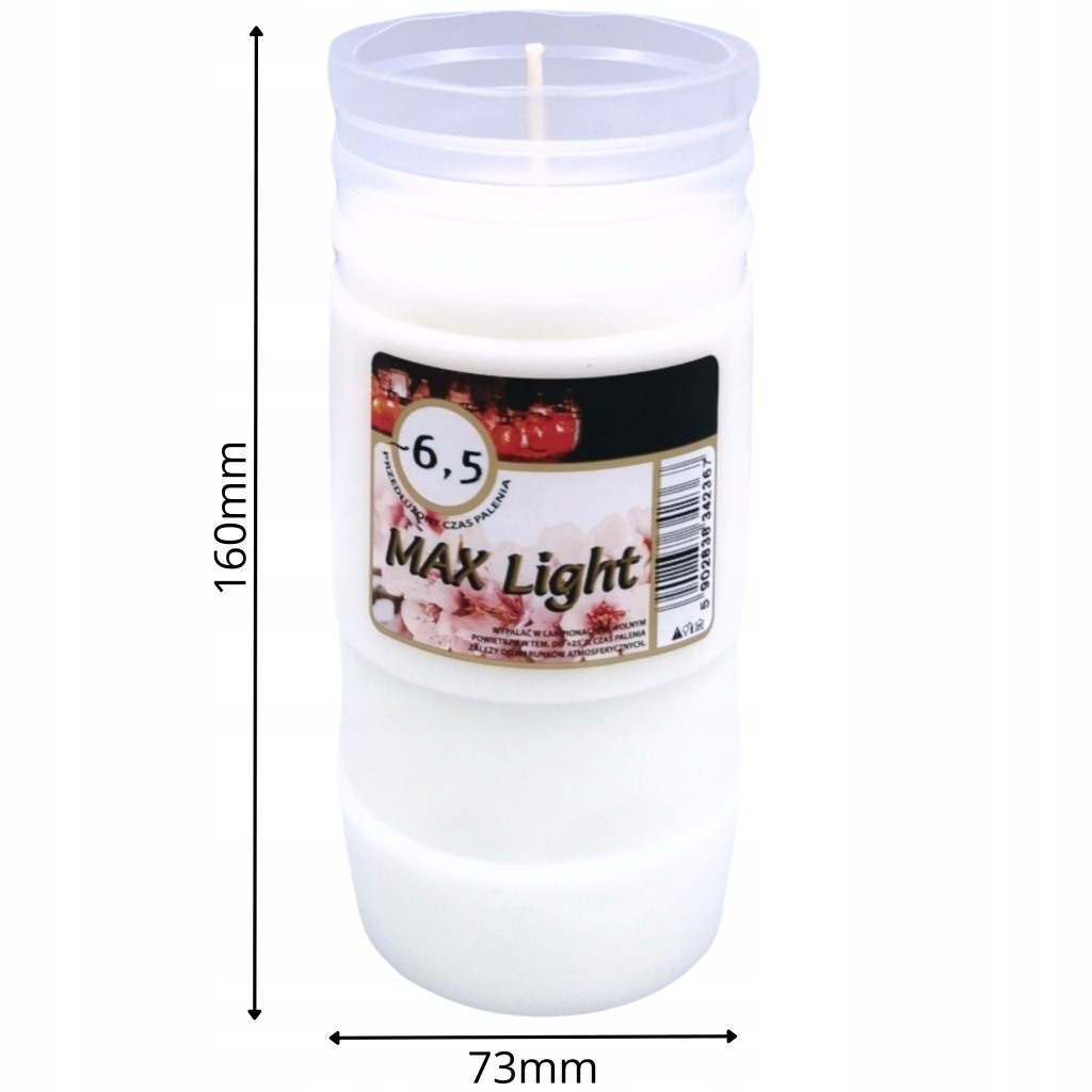 12 x Wkład parafinowy do Zniczy MAX Light 6,5-Dniowy|16 cm|ZGRZEWKA| - obrazek 3