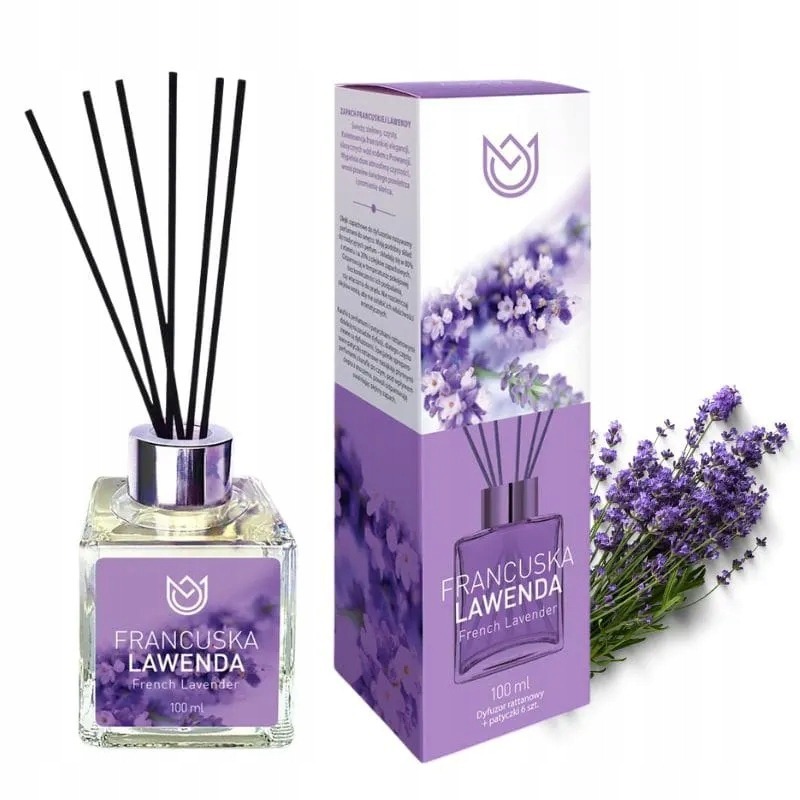 Elegancki Dyfuzor Zapachowy 100 ml |Patyczki Zapachowe | Francuska Lawenda