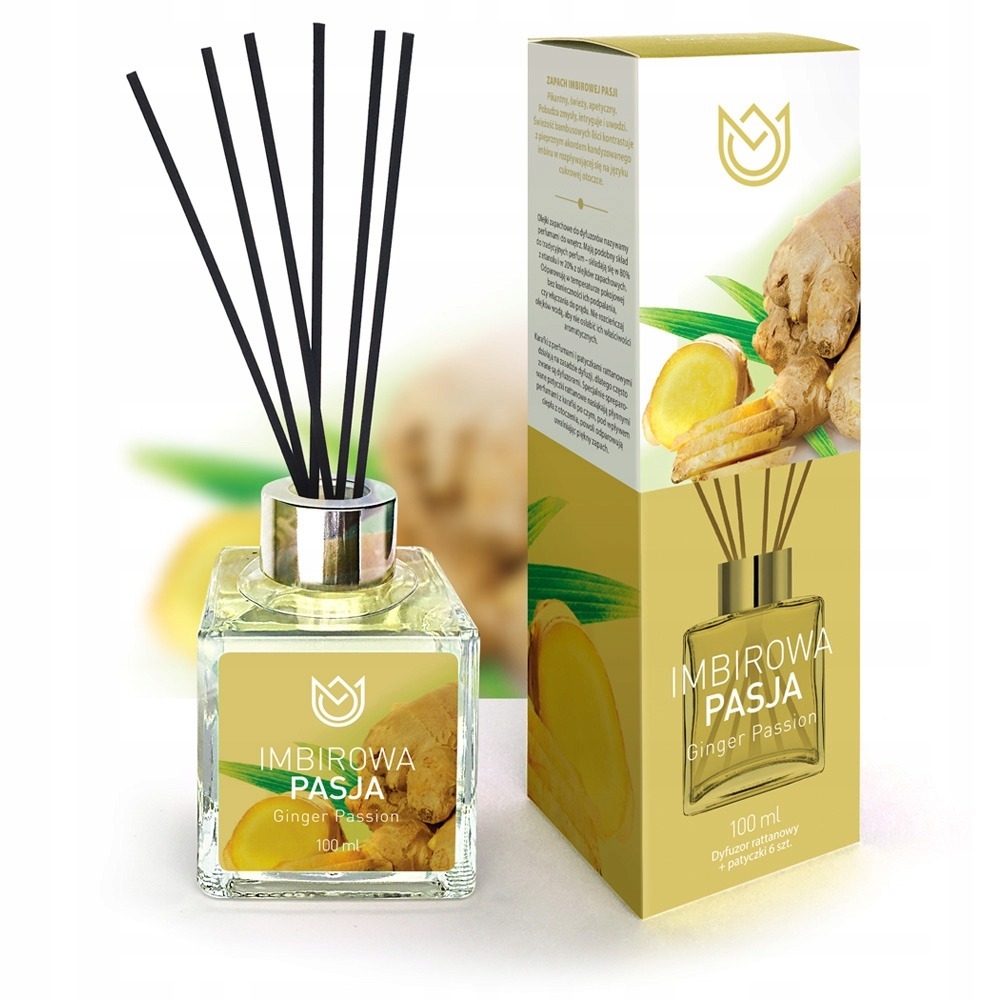 Elegancki Dyfuzor Zapachowy 100 ml | Patyczki Zapachowe | Imbirowa Pasja