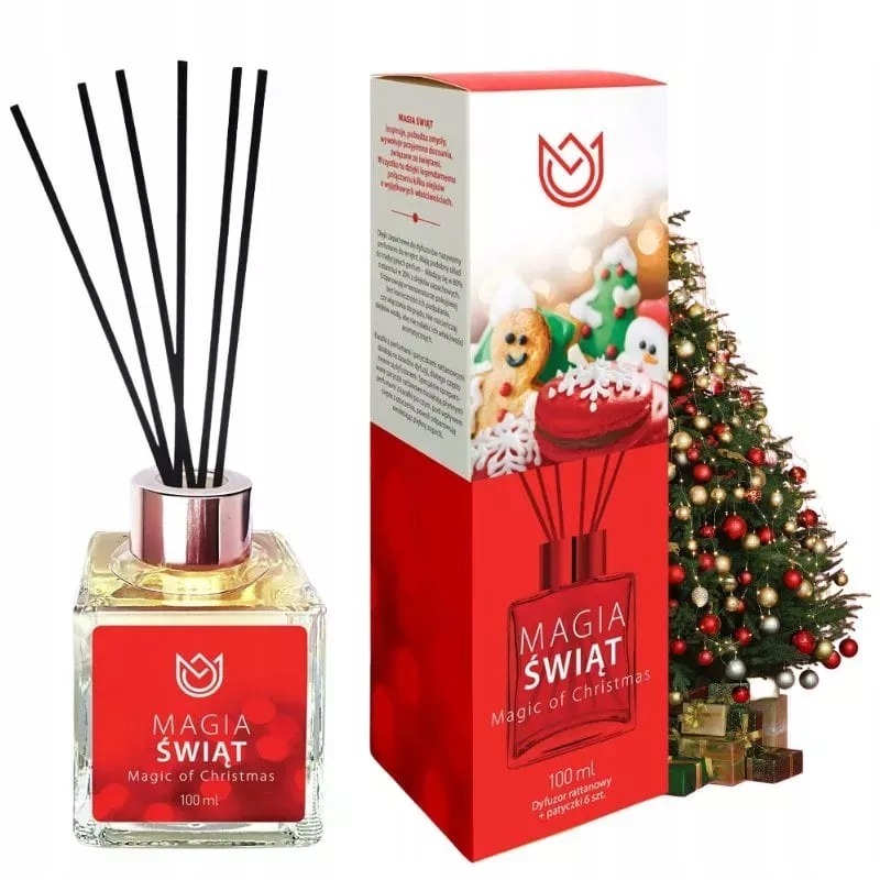 Elegancki Dyfuzor Zapachowy 100 ml |Patyczki Zapachowe | Magia Świąt