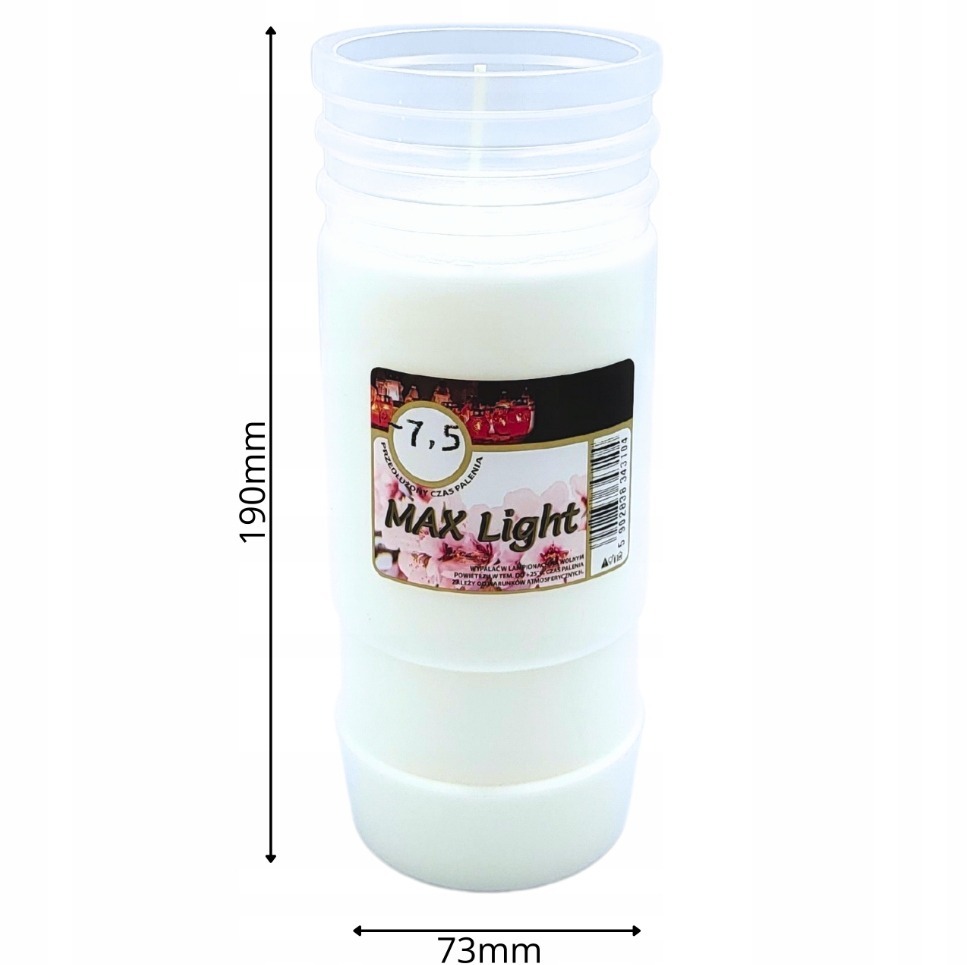 Wkład Olejowy do Zniczy MAX Light 7,5-Dniowy | 18,5 cm | Całoroczny | Nie Kopci - obrazek 2